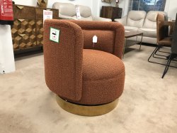 Interior Collections Swivel Chair in Rust Boucle