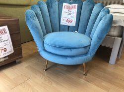 Ovala Scalloped Chair in Blue Velvet