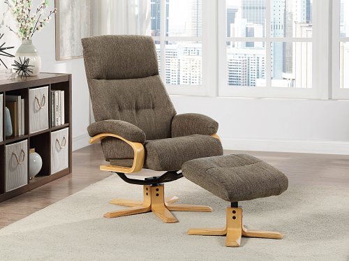 Victoria Recliner Swivel Chair & Stool in Fabric
