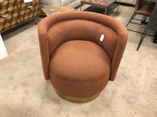 Interior Collections Swivel Chair in Rust Boucle