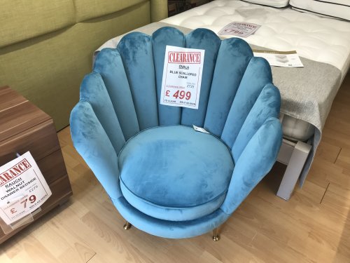 Ovala Scalloped Chair in Blue Velvet