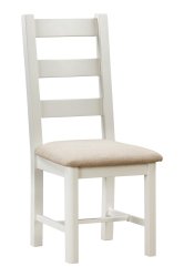 Dundee Glencoe Painted Pair of Ladderback Chairs with Fabric Seat