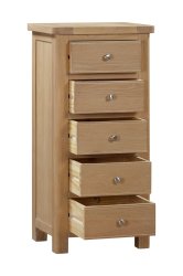 Dundee Glencoe Oak 5 Drawer Tall Chest
