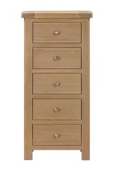 Dundee Glencoe Oak 5 Drawer Tall Chest