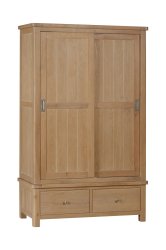 Dundee Glencoe Oak Double Robe with 2 Sliding Doors & 2 Drawers