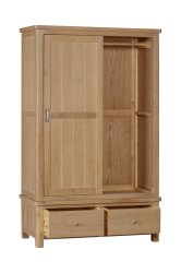 Dundee Glencoe Oak Double Robe with 2 Sliding Doors & 2 Drawers