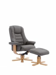 Porto Recliner Swivel Chair & Stool in Fabric
