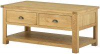 Portland Coffee Table with Drawers - oak