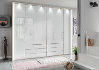 Kansas 250cm Combination Wardrobe with Hinged Outer Door & Bi-Fold Centre Doors & Centre Drawers
