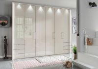 Kansas 250cm Combination Wardrobe with Hinged Outer Door & Bi-Fold Centre Doors & End Drawers
