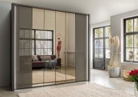 Kansas 250cm Wardrobe with Outer Hinged & Bi-Fold Centre Mirrored Doors