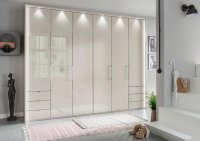Kansas 300cm Combination Wardrobe with Hinged Outer Door & Bi-Fold Centre Doors & End Drawers