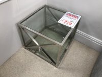 COACH HOUSE SQUARE CHROME AND GLASS END TABLE