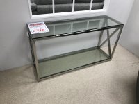 COACH HOUSE CHROME AND GLASS CONSOLE TABLE