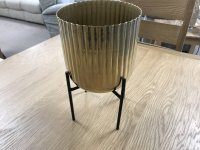 Ribbed Plant Stand in Gold (Large)