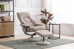 Tamworth Swivel Recliner and Footstool Calico