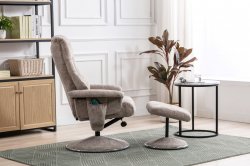 Tamworth Swivel Recliner and Footstool Calico