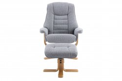 Porto Recliner Swivel Chair & Stool in Fabric