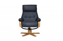 Victoria Recliner Swivel Chair & Stool in Leather/Match