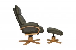 Victoria Recliner Swivel Chair & Stool in Leather/Match