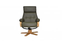 Victoria Recliner Swivel Chair & Stool in Leather/Match