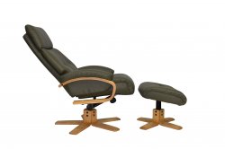 Victoria Recliner Swivel Chair & Stool in Leather/Match