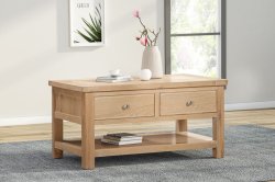 Dundee Glencoe Oak Coffee Table with 2 Drawers