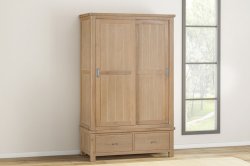 Dundee Glencoe Oak Double Robe with 2 Sliding Doors & 2 Drawers