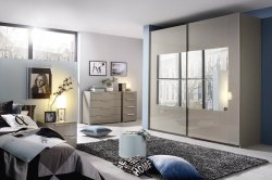 Miramar 226cm Sliding Coloured Glass & Mirror Door Robe (Type 4 Door)