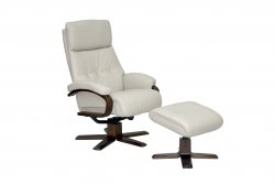 Victoria Recliner Swivel Chair & Stool in Leather/Match