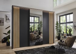 Wiemann Denver Wardrobe with Sliding Doors in Crystal Mirror & Decking in Carcase Colour