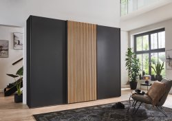 Wiemann Denver Wardrobe with Sliding Wooden Doors & Decking in Carcase Colour