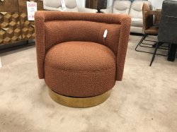 Interior Collections Swivel Chair in Rust Boucle