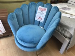 Ovala Scalloped Chair in Blue Velvet