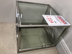Square Chrome & Glass End Table