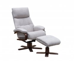 Victoria Recliner Swivel Chair & Stool in Leather/Match