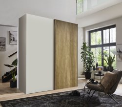 Wiemann Denver Wardrobe with Sliding Wooden Doors & Decking in Carcase Colour