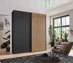 Wiemann Denver Wardrobe with Sliding Wooden Doors & Decking in Carcase Colour