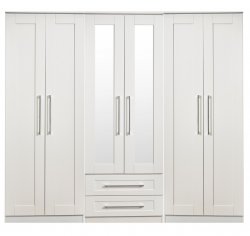 Welcome York  Tall 6 Door 2 Drawer Centre Mirror Wardrobe