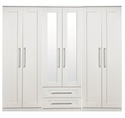 Welcome York  Tall 6 Door 2 Drawer Centre Mirror Wardrobe