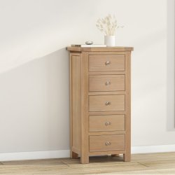 Dundee Glencoe Oak 5 Drawer Tall Chest