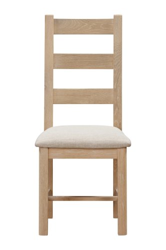 Dundee Glencoe Oak Pair of Ladderback Chairs with Fabric Seat