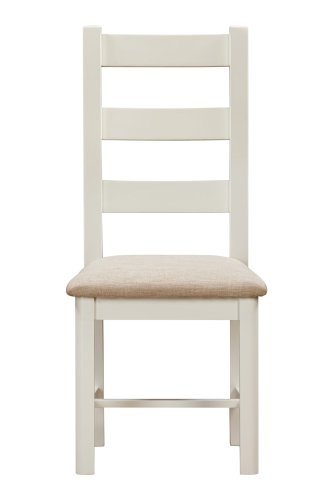 Dundee Glencoe Painted Pair of Ladderback Chairs with Fabric Seat