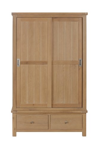 Dundee Glencoe Oak Double Robe with 2 Sliding Doors & 2 Drawers