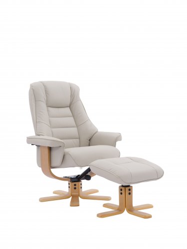 Porto Recliner Swivel Chair & Stool in Leather/Match