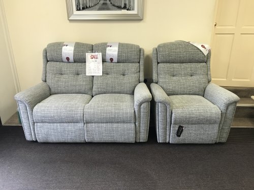 Sherborne Roma Standard Fixed 2 Seater Sofa & Standard Power Recliner Chair & Small Manual Recliner Chair