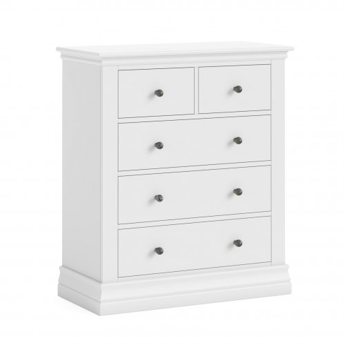Bordeaux 2 over 3 Chest of Drawers - White