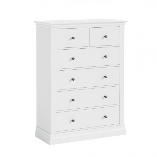Bordeaux 2 over 4 Chest of Drawers - White