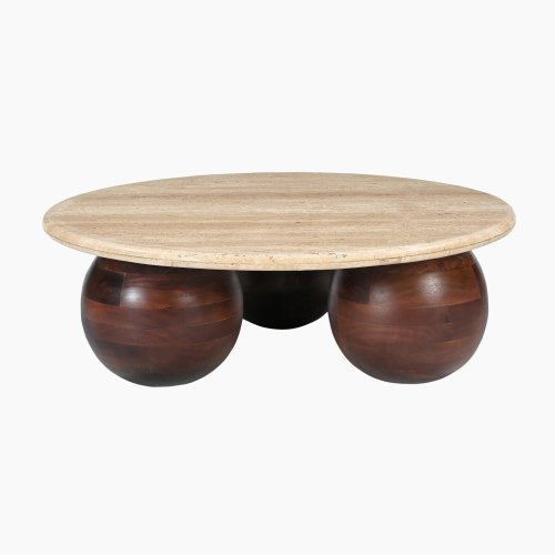 Trampoline Chloe Travertine Top Coffee Table