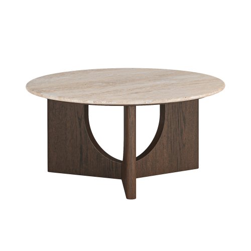 Phoenix Round Coffee Table with Travertine Top